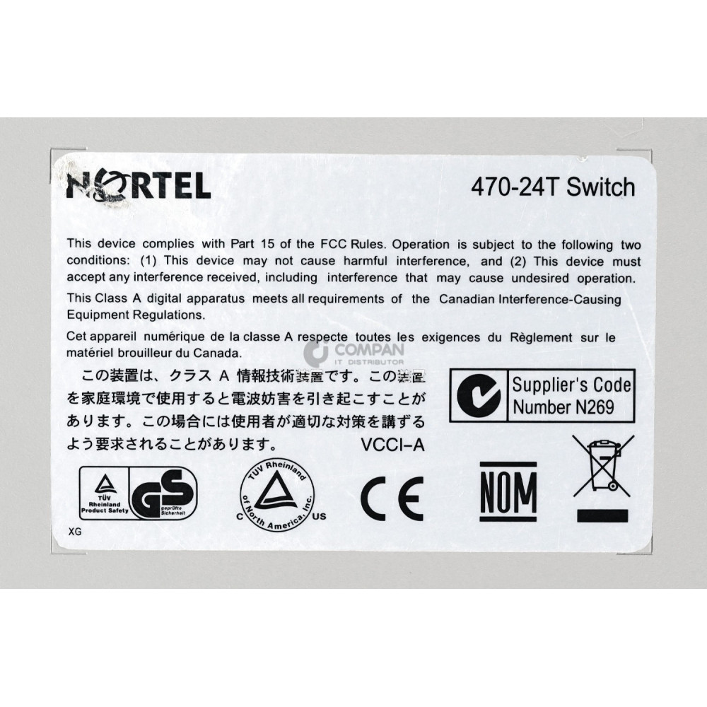 470-24T NORTEL NETWORKS ROUTING SWITCH 470-24T 24 x RJ-45 + 2 GBIC SLOTS